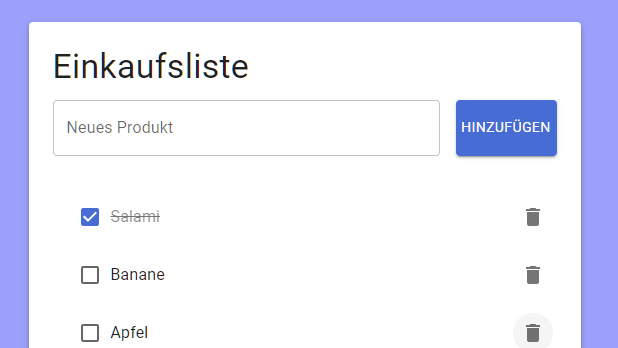 Full-Stack Einkaufsliste